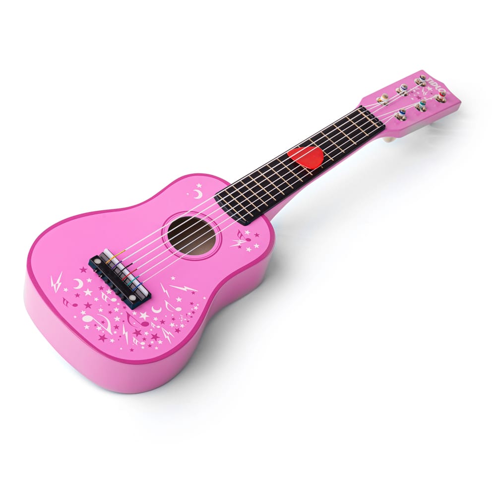 Guitare rose en bois pour enfants