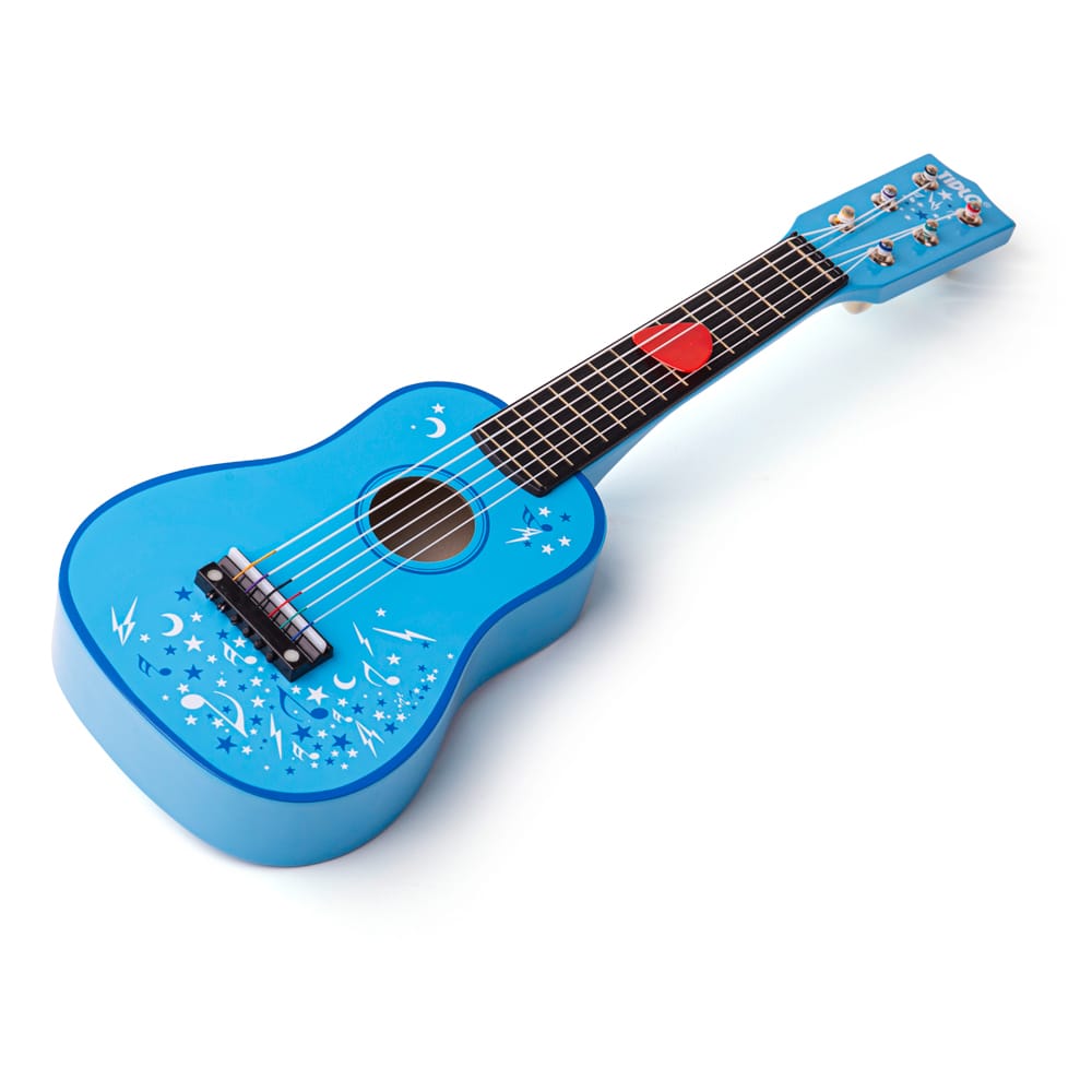 Guitare bleue en bois pour enfants