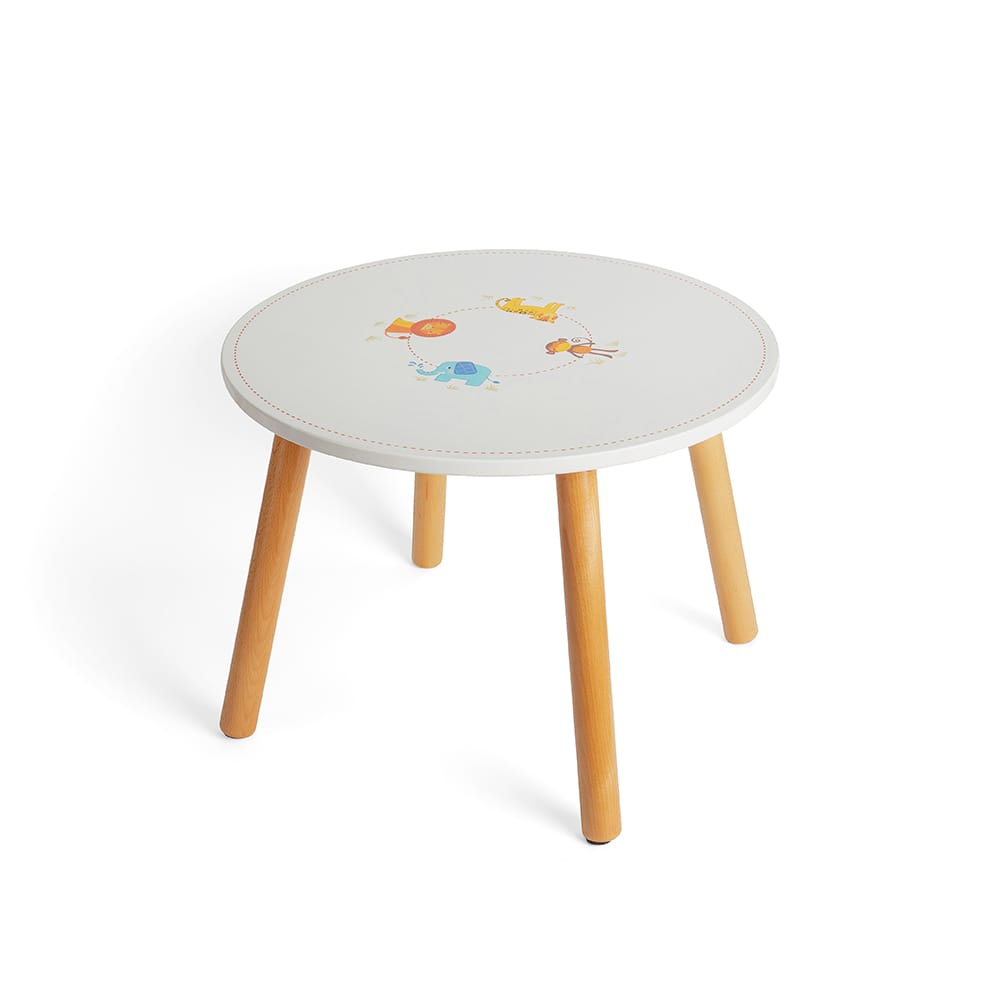 Table animaux de la jungle en bois