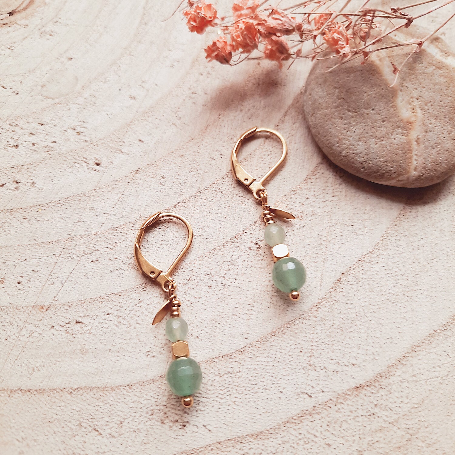 Boucles d'oreilles comète aventurine