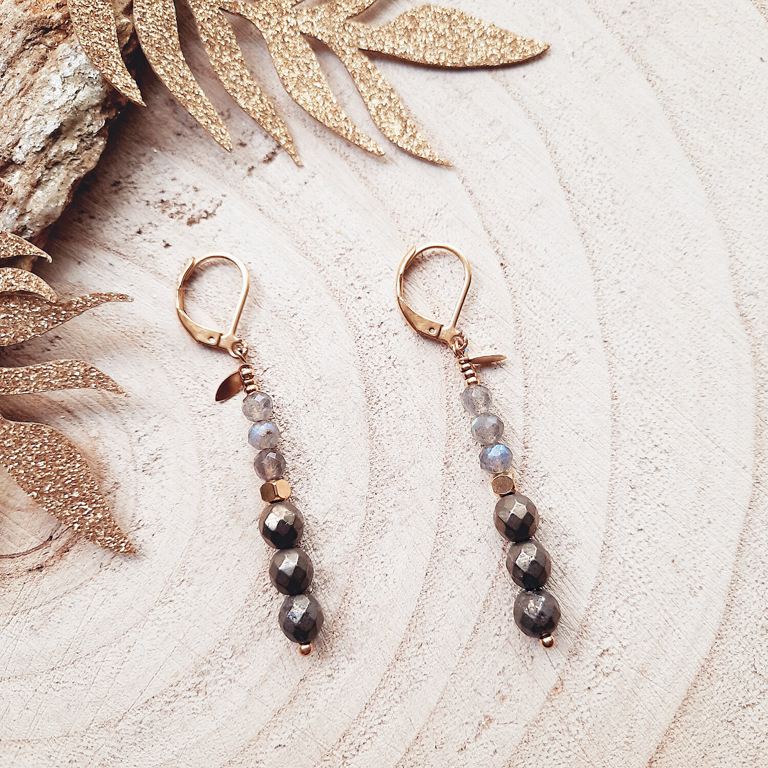 Boucles d'oreilles galaxie labradorite