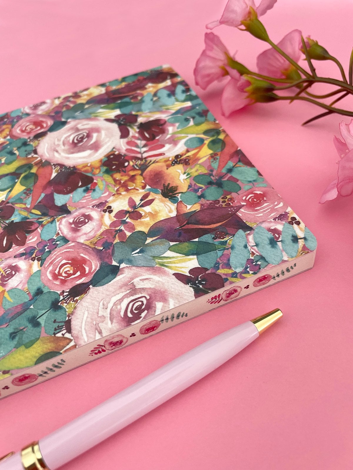 Carnet de notes a5 souple - floral rose