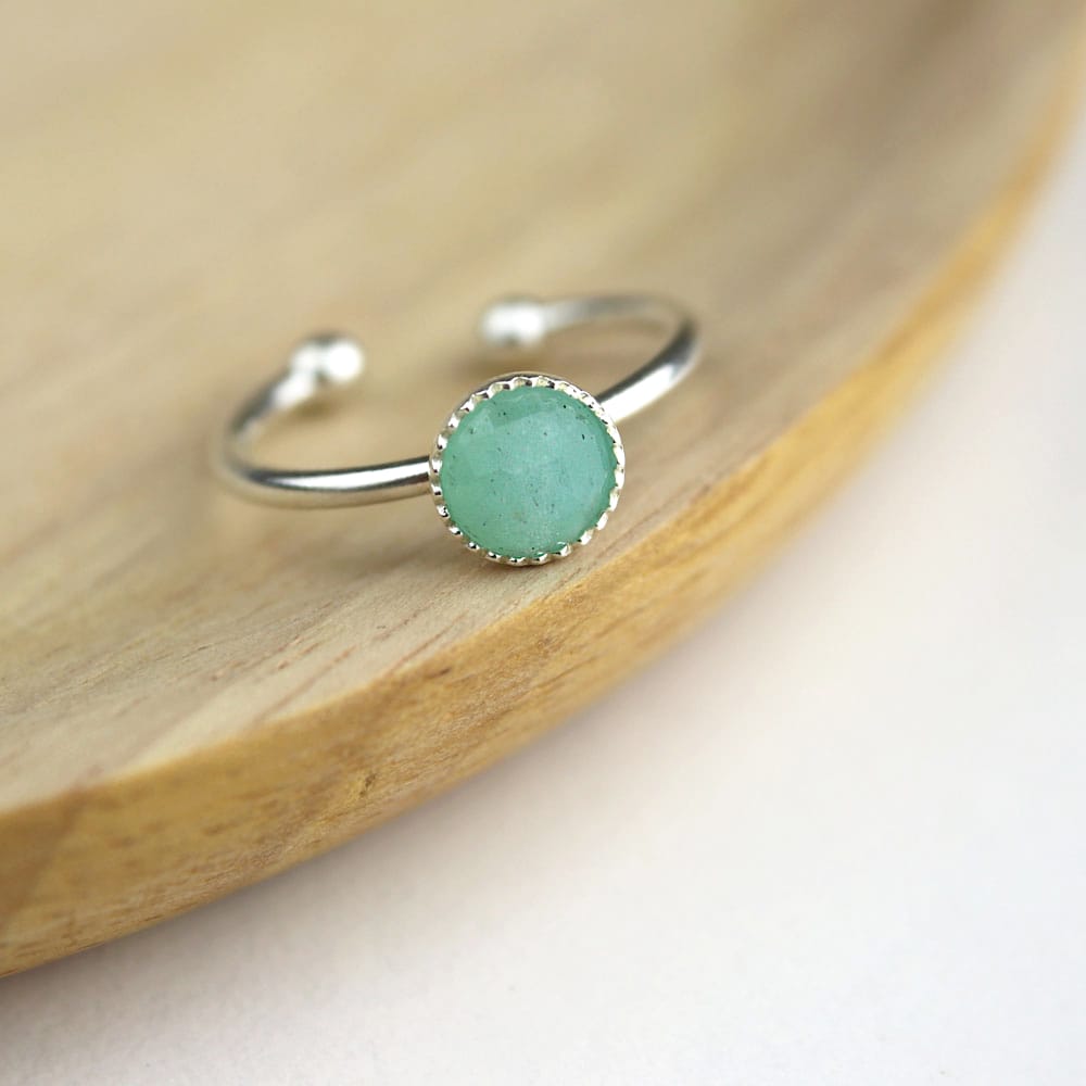 Bague argent 925 amazonite ronde femme