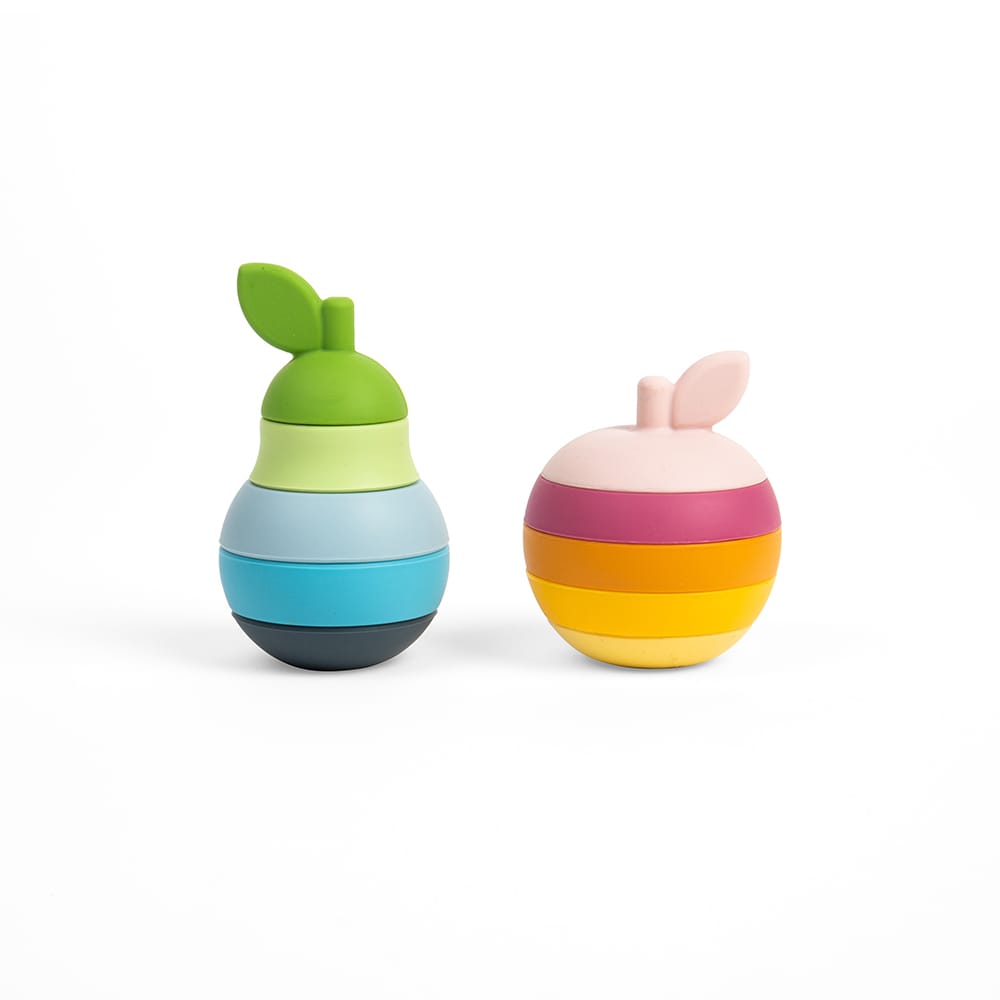 Pomme et poire empilables en silicone