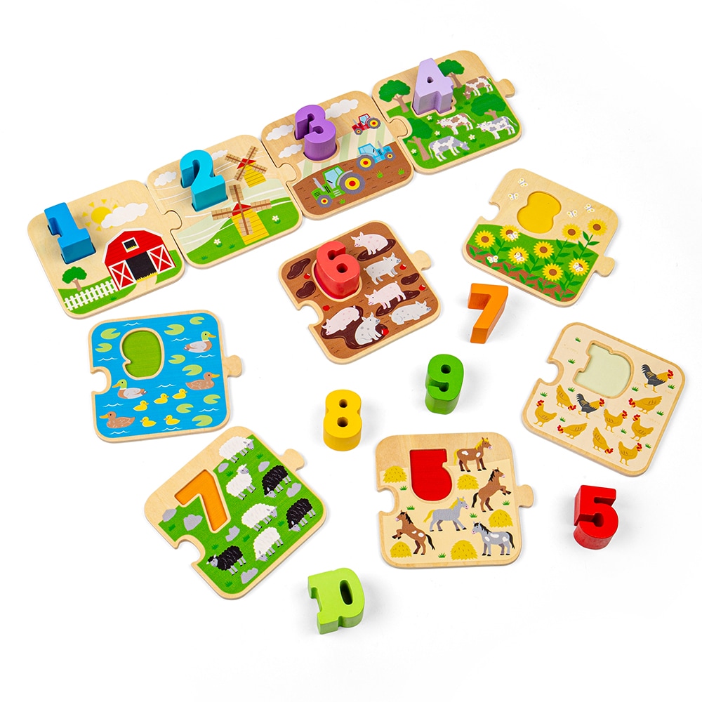 Puzzle de tuiles de ferme en bois 1-10