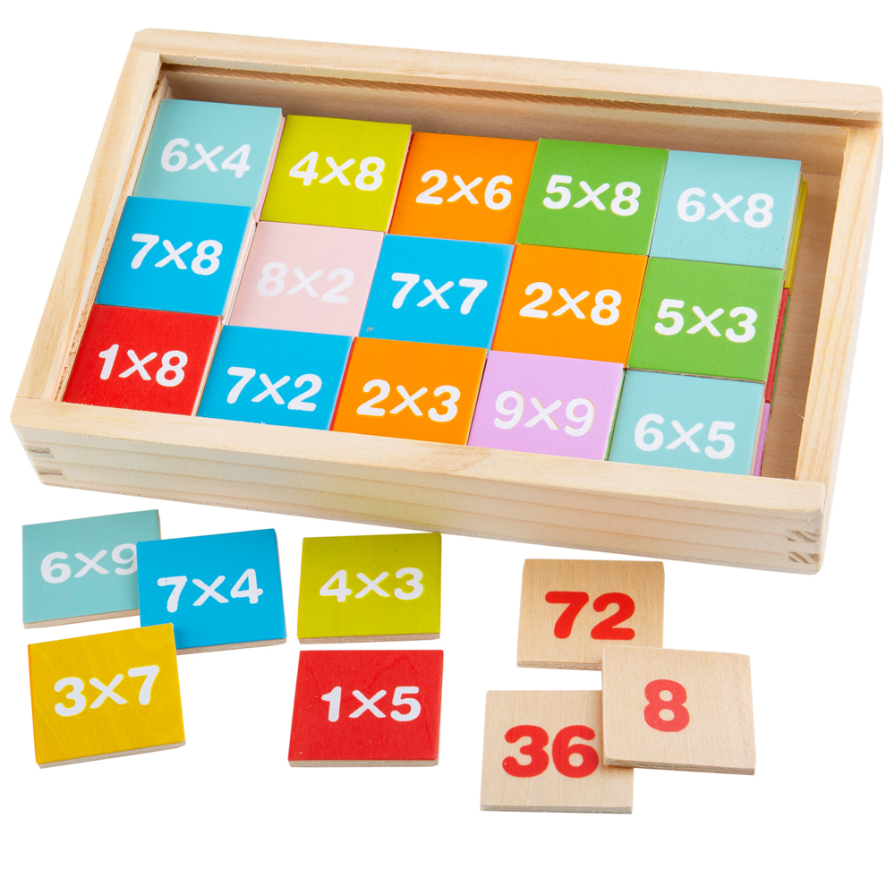 Boîte de table de multiplication en bois