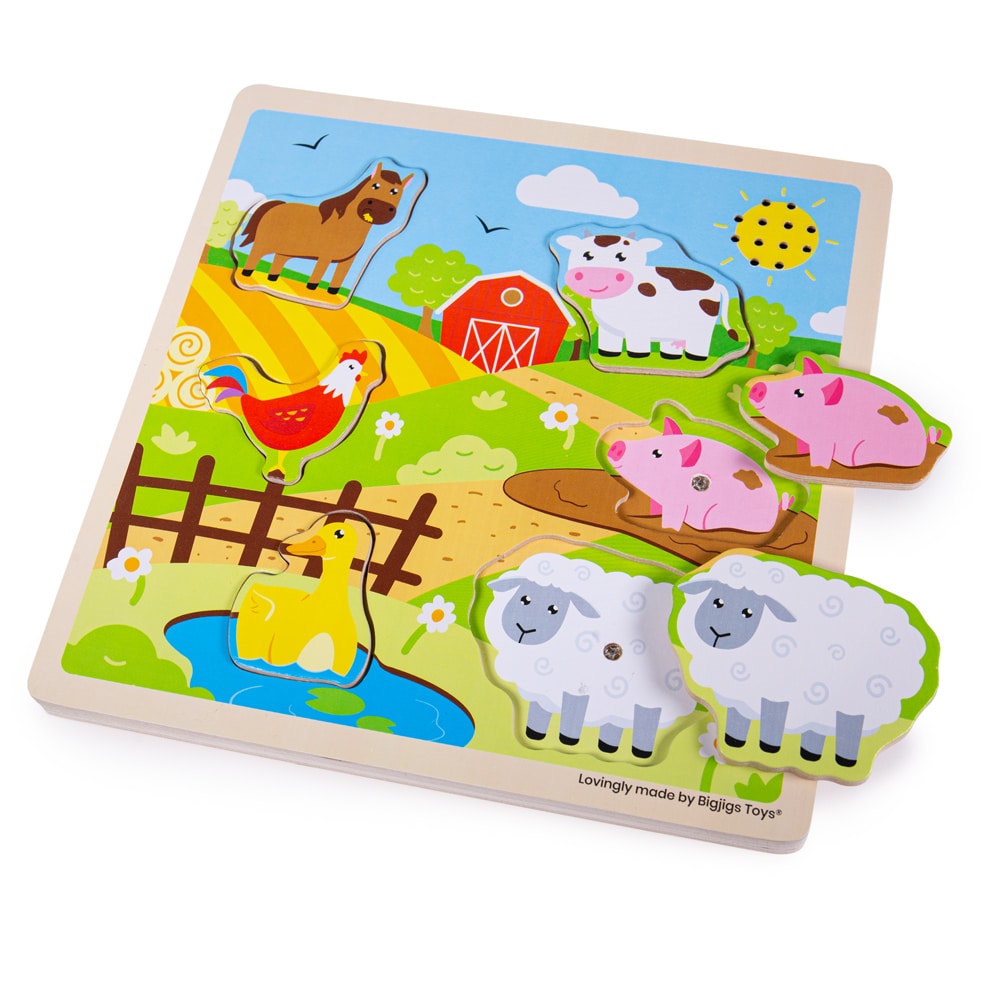 Puzzle de sons de ferme en bois