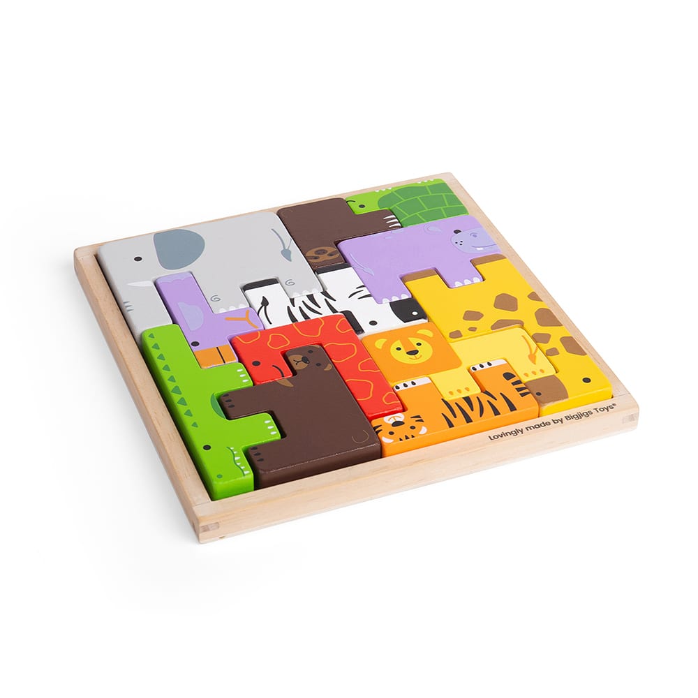 Puzzle de blocs d'animaux en bois