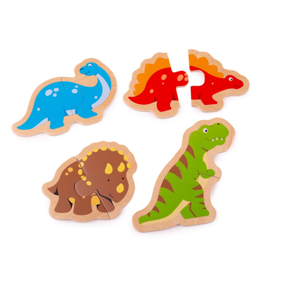 4 x puzzles en deux pièces - dinosaures