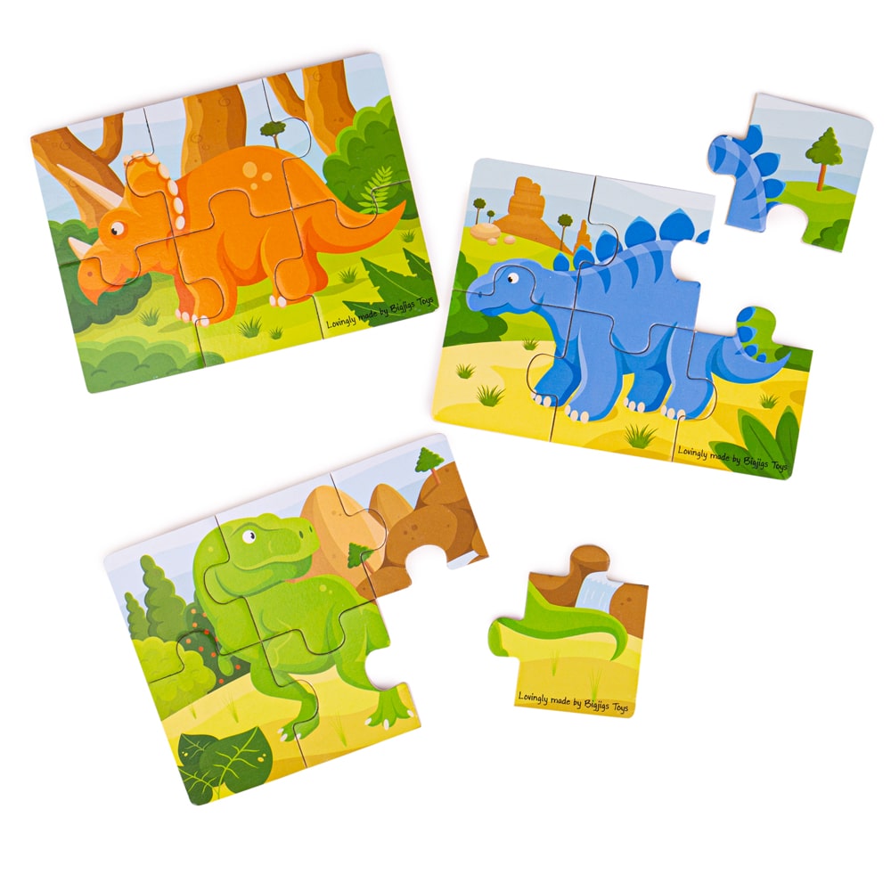 3 puzzles dinosaures en bois