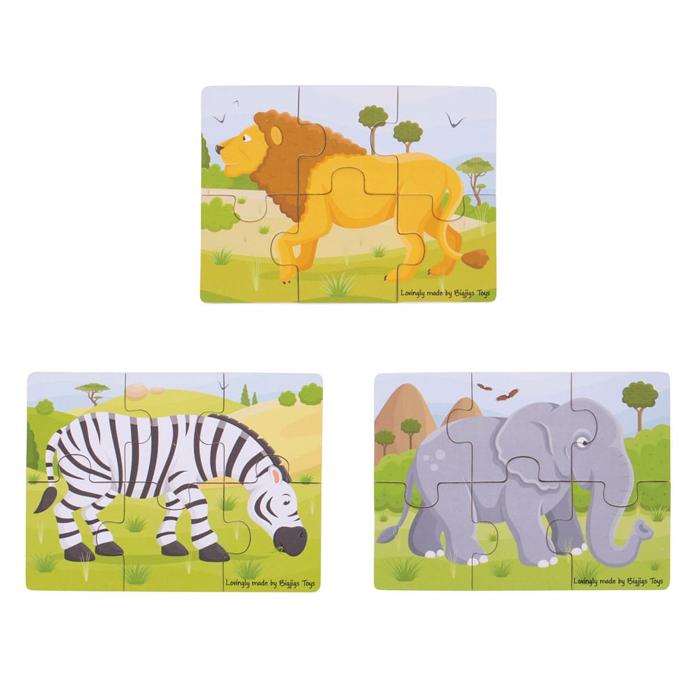 3 puzzles safari en bois 3