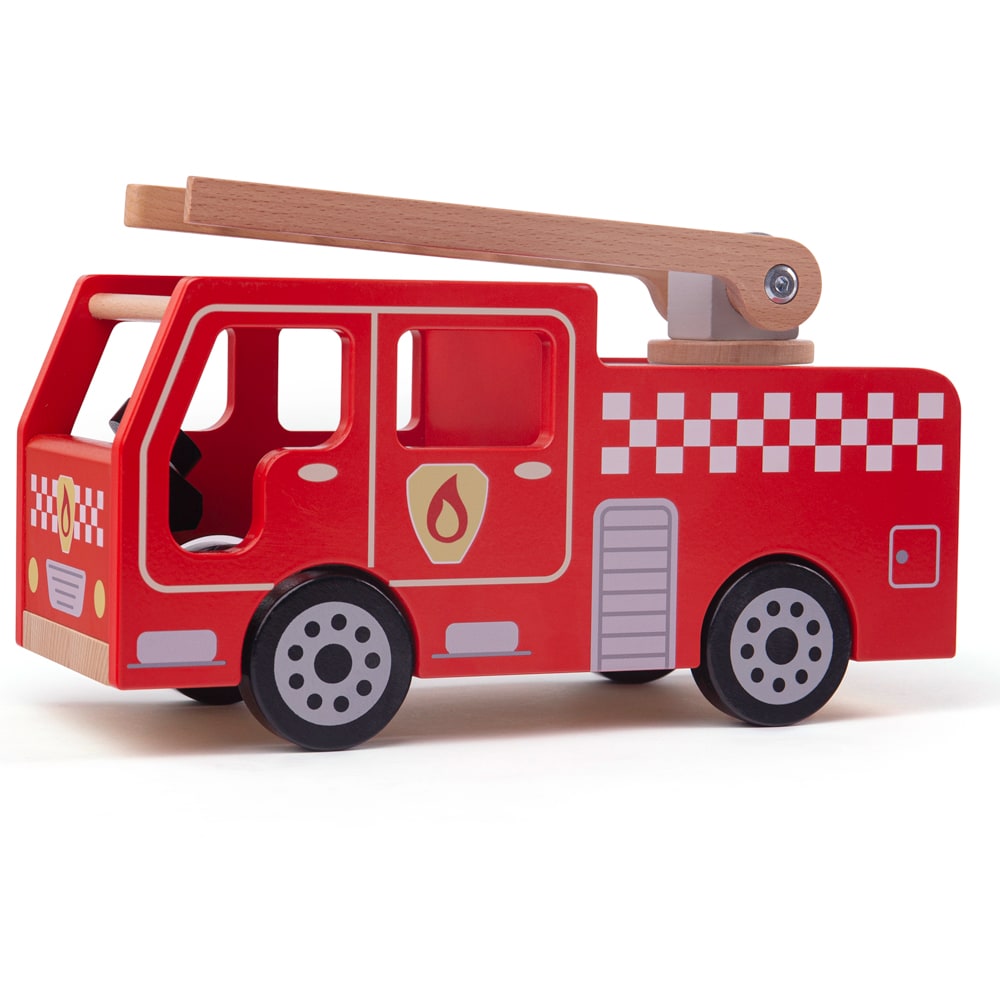 Camion de pompiers de ville en bois