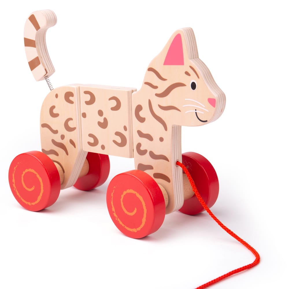 Jouet pour chat à tirer en bois