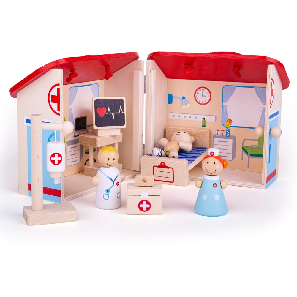 Mini ensemble de jeu d'hôpital en bois