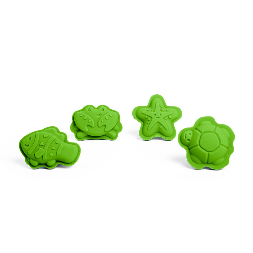 4 moules à sable en silicone vert