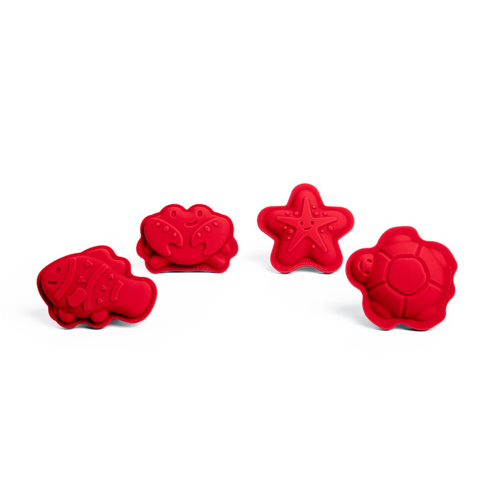 4 moules à sable en silicone rouge