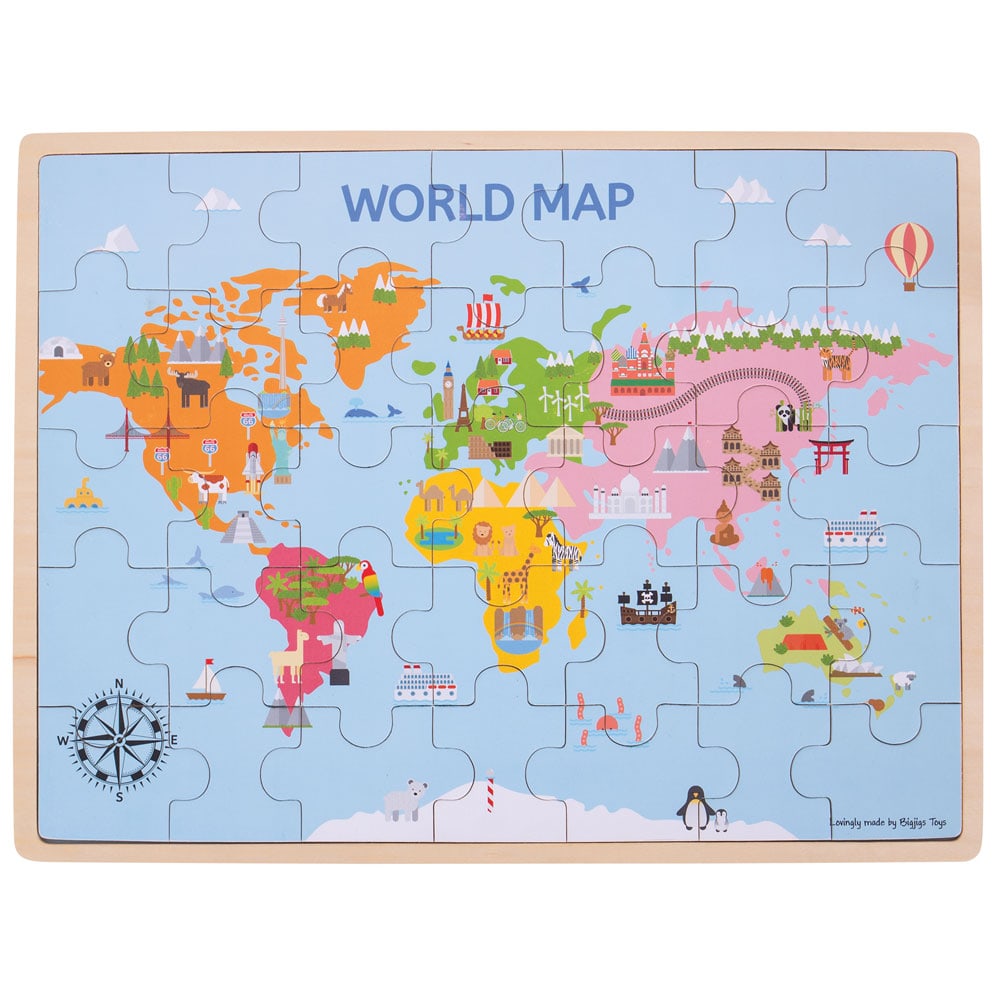 Puzzle de carte du monde en bois