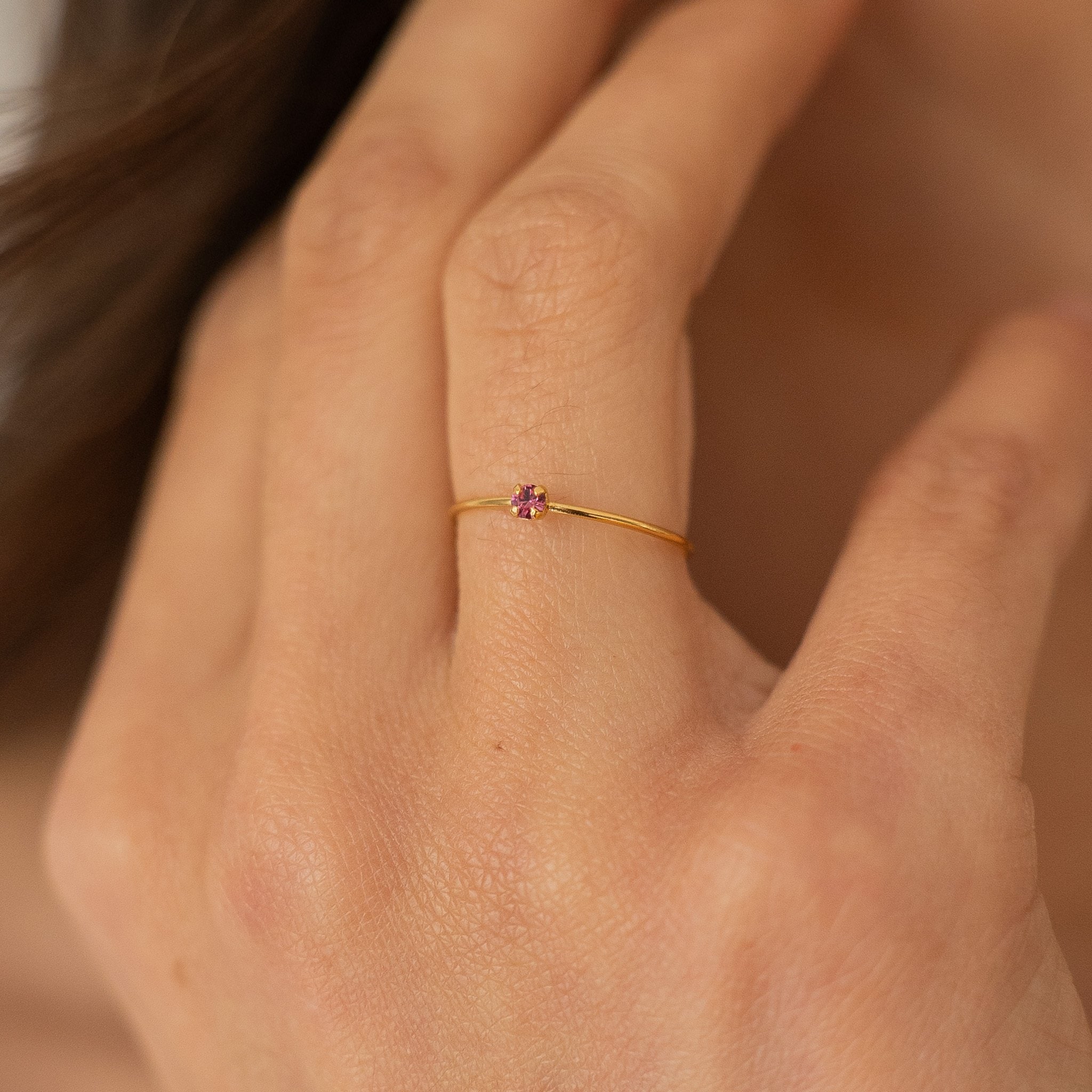 Bague réglable dorée cristal rose vif