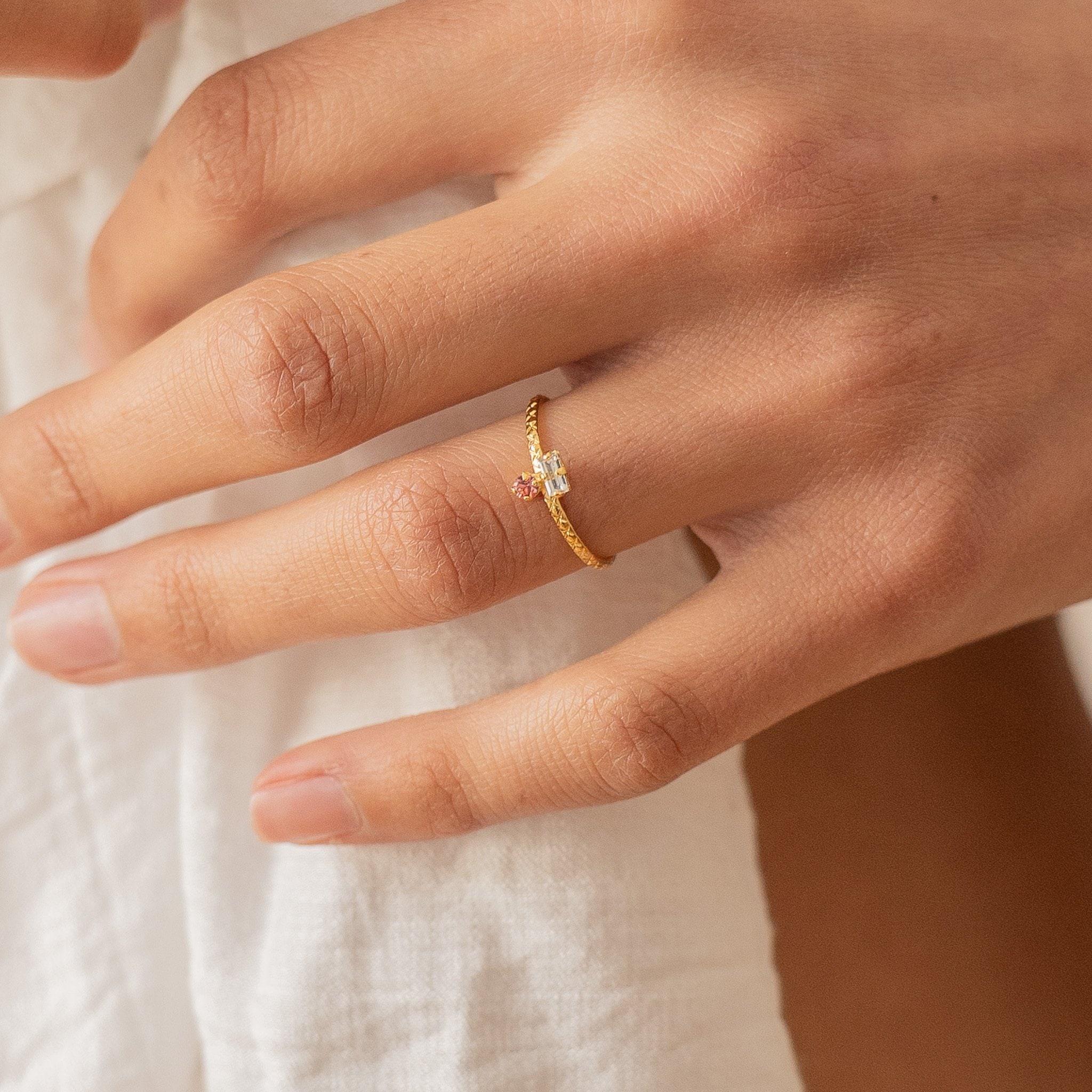 Bague réglable doré bicolore rose blanc