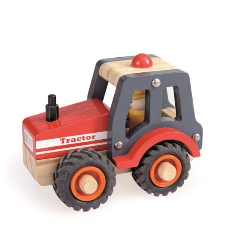 Tracteur rouge en bois