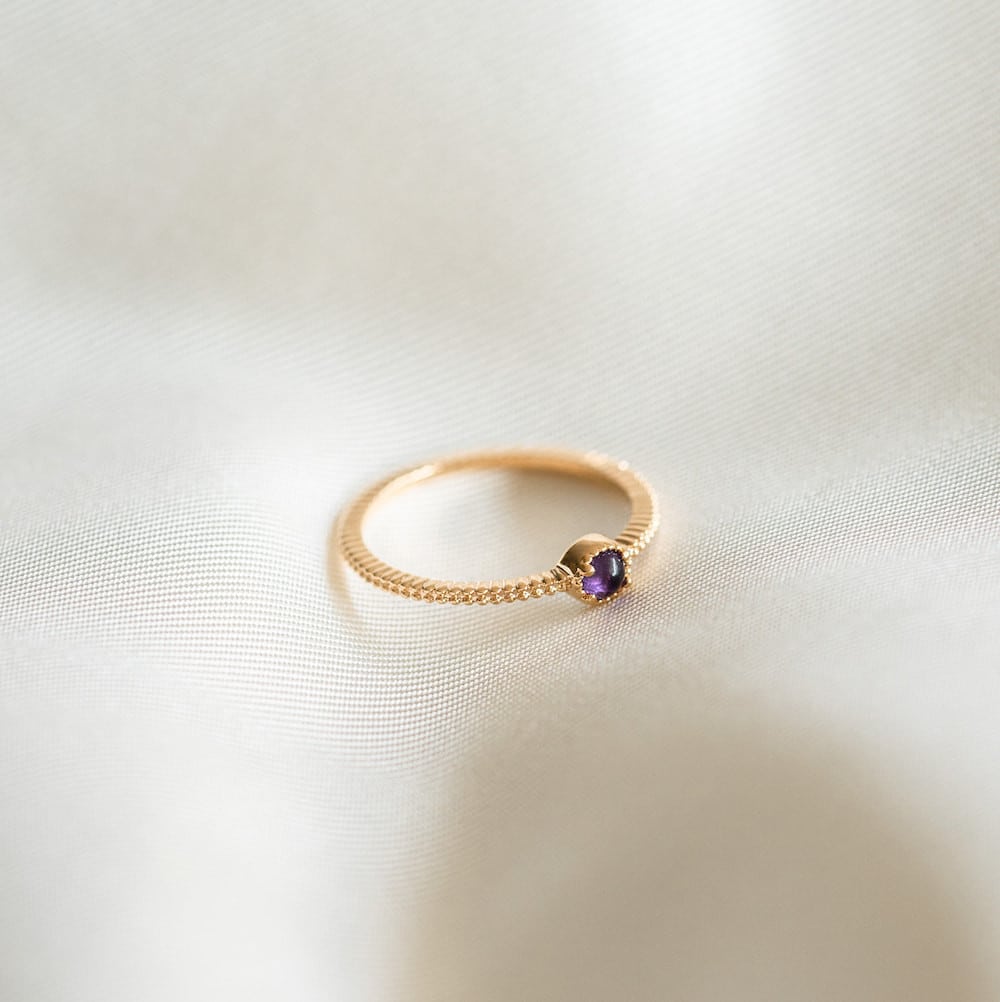 Bague fine amethyste plaqué or pierre