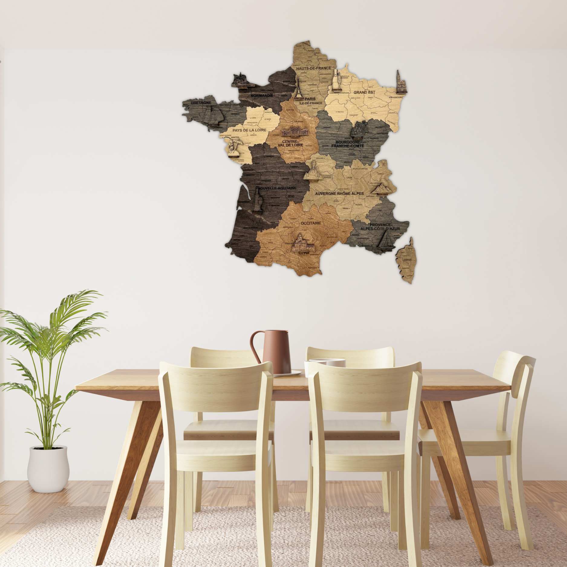 Carte de france en bois 2d  graphite