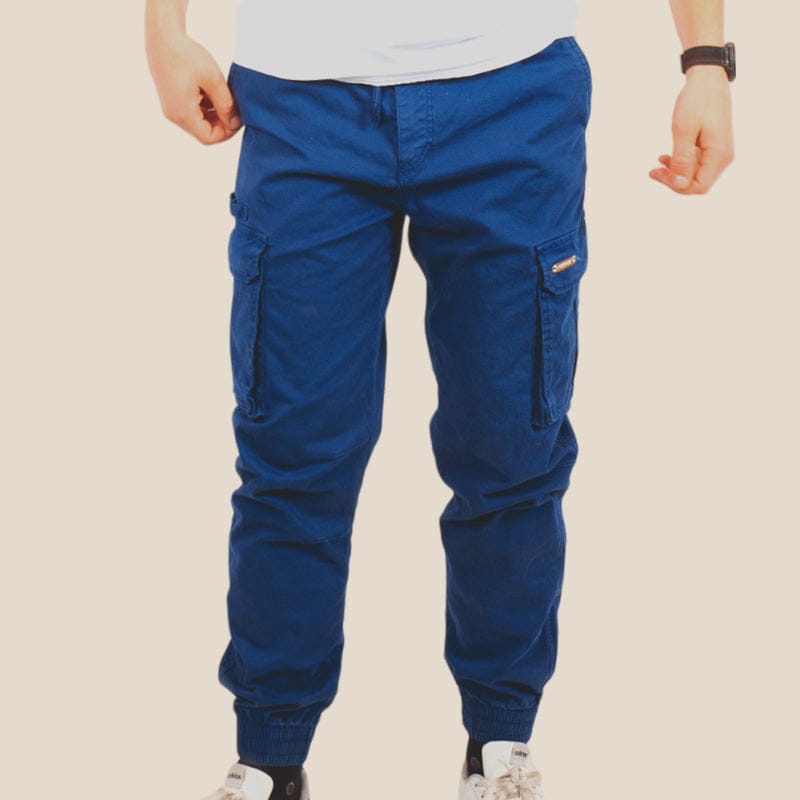 Pantalon cargo bleu bas resseré s