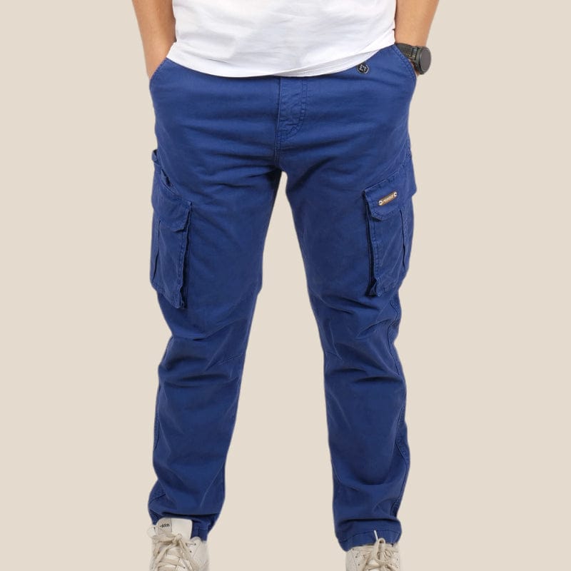 Pantalon cargo bleu coupe droite s