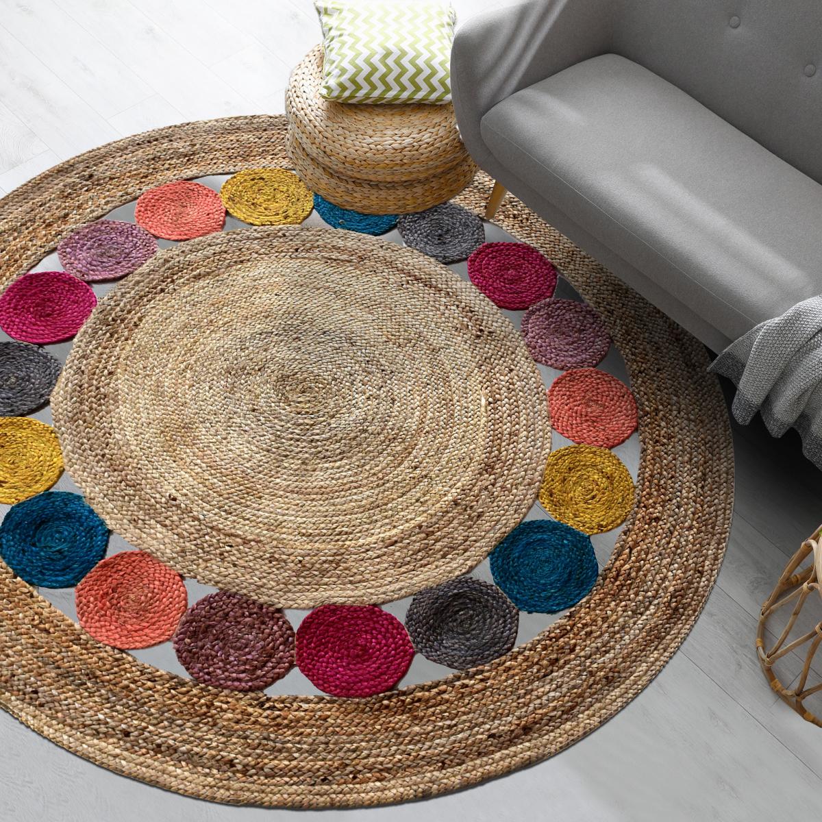 Tapis rond 200x200 rond multicolore
