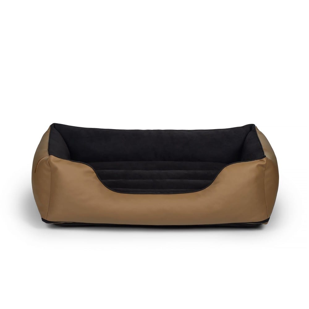 Kuma, panier chien en cuir végan camel m