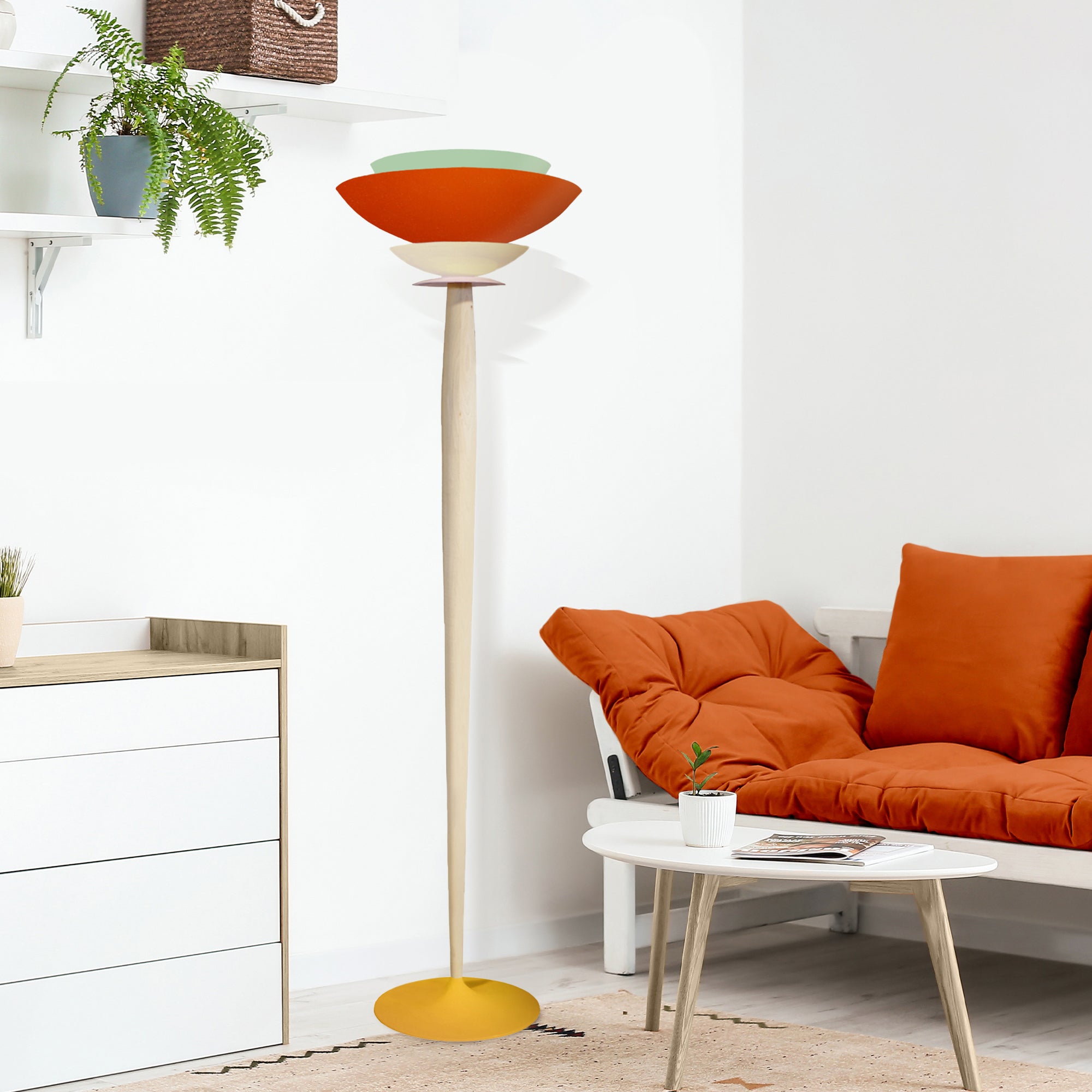 Lampadaire métal orange 40cm