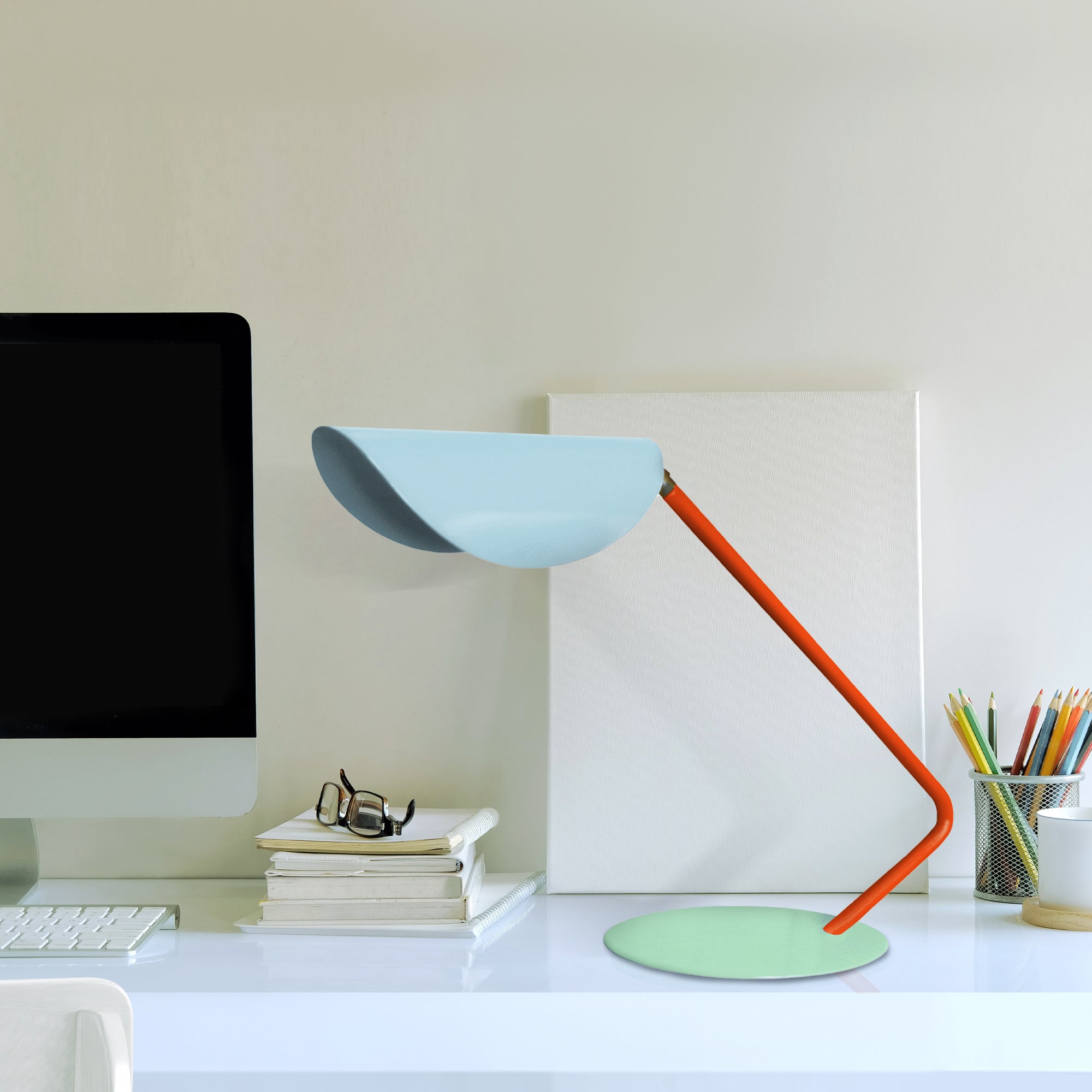 Lampe de bureau arqué métal bleu 51cm