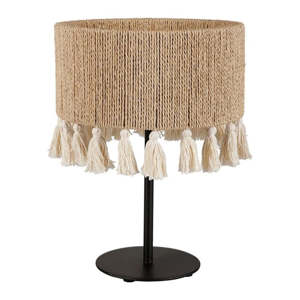 Lampe métal coton charlotte noire beige