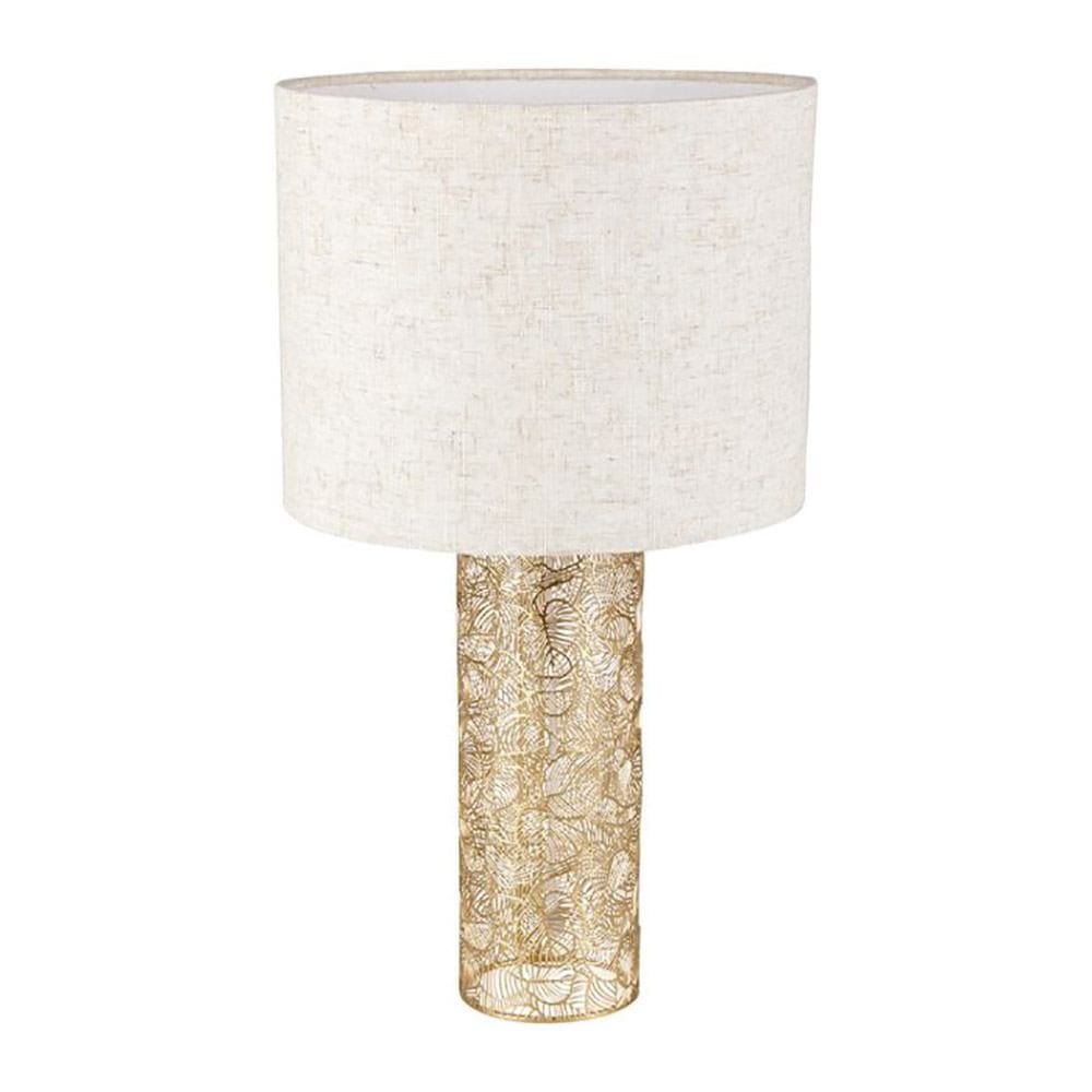 Lampe métal lin calathéa beige dorée