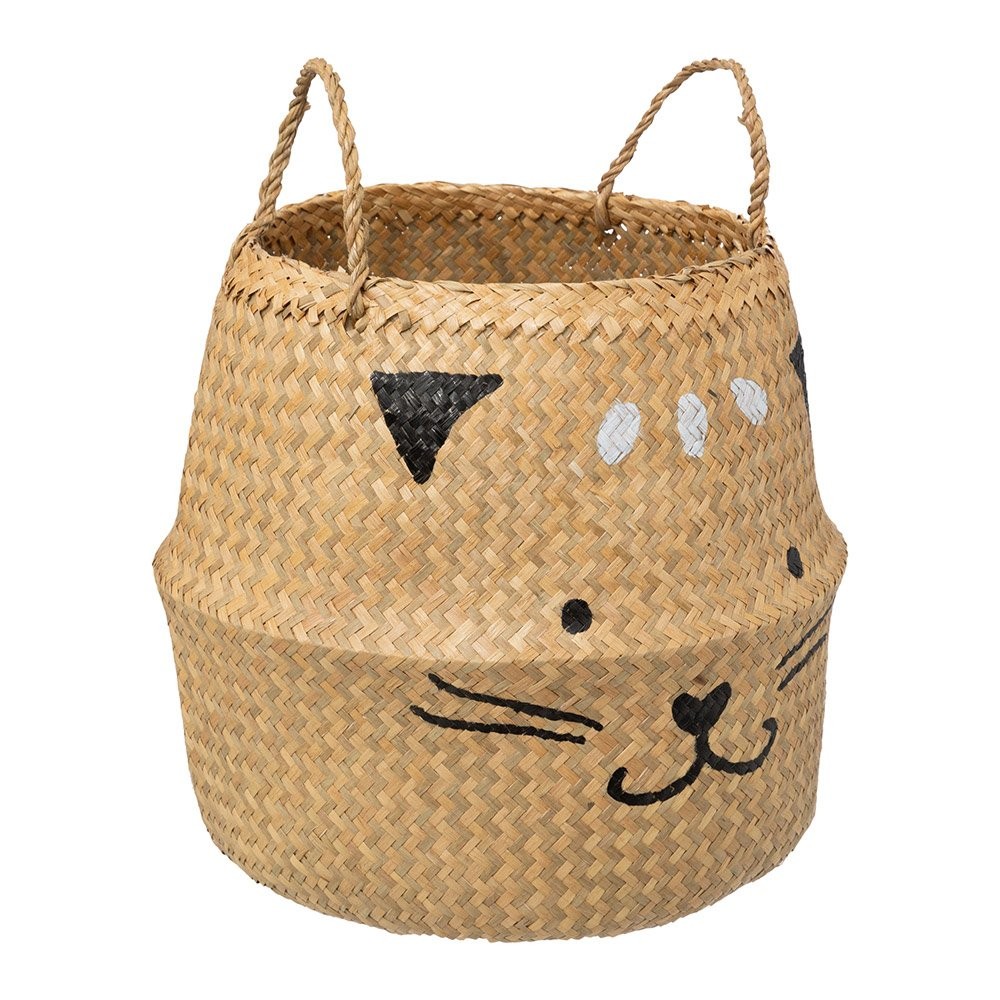 Panier pliable en roseau chat d35