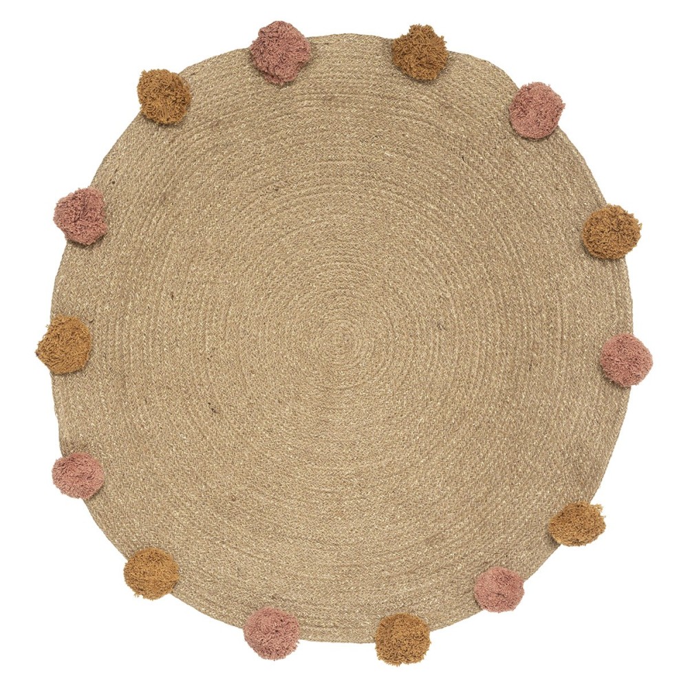 Tapis rond jute lili pompons d78