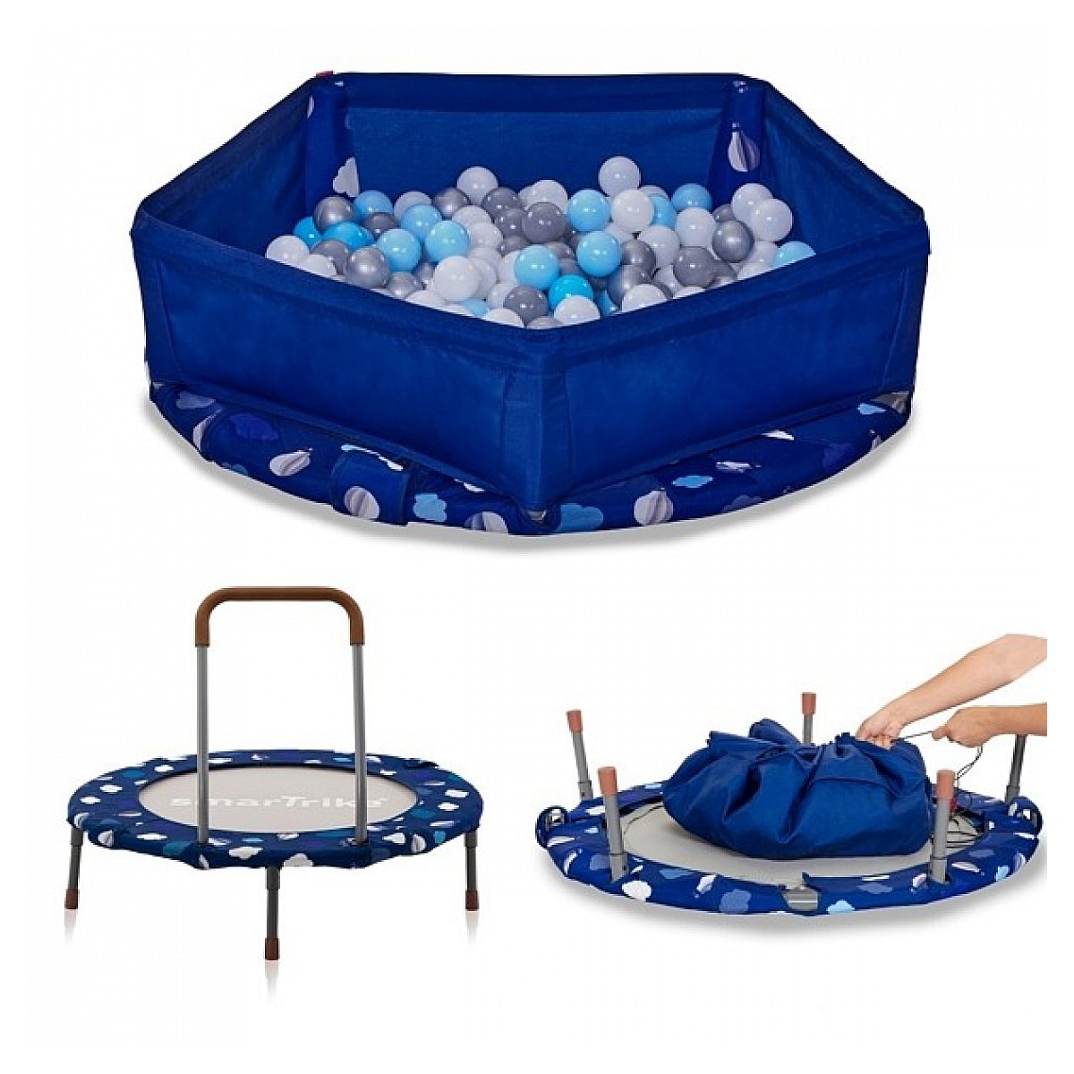 Trampoline 3 en 1 bleu navy smartrike