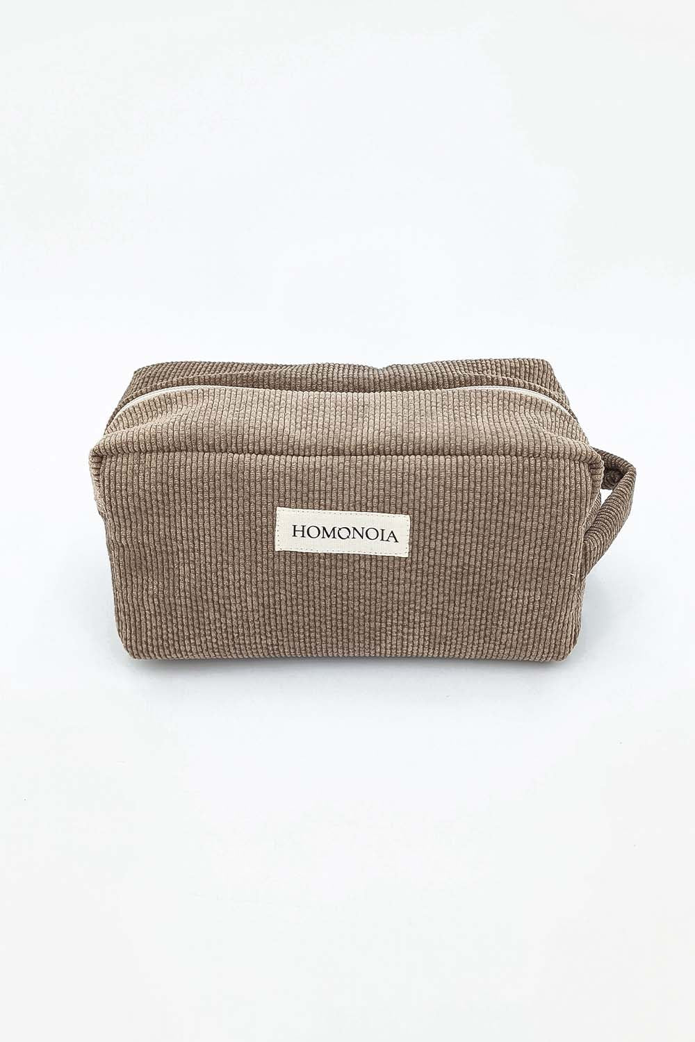 Trousse de toilette en velours taupe