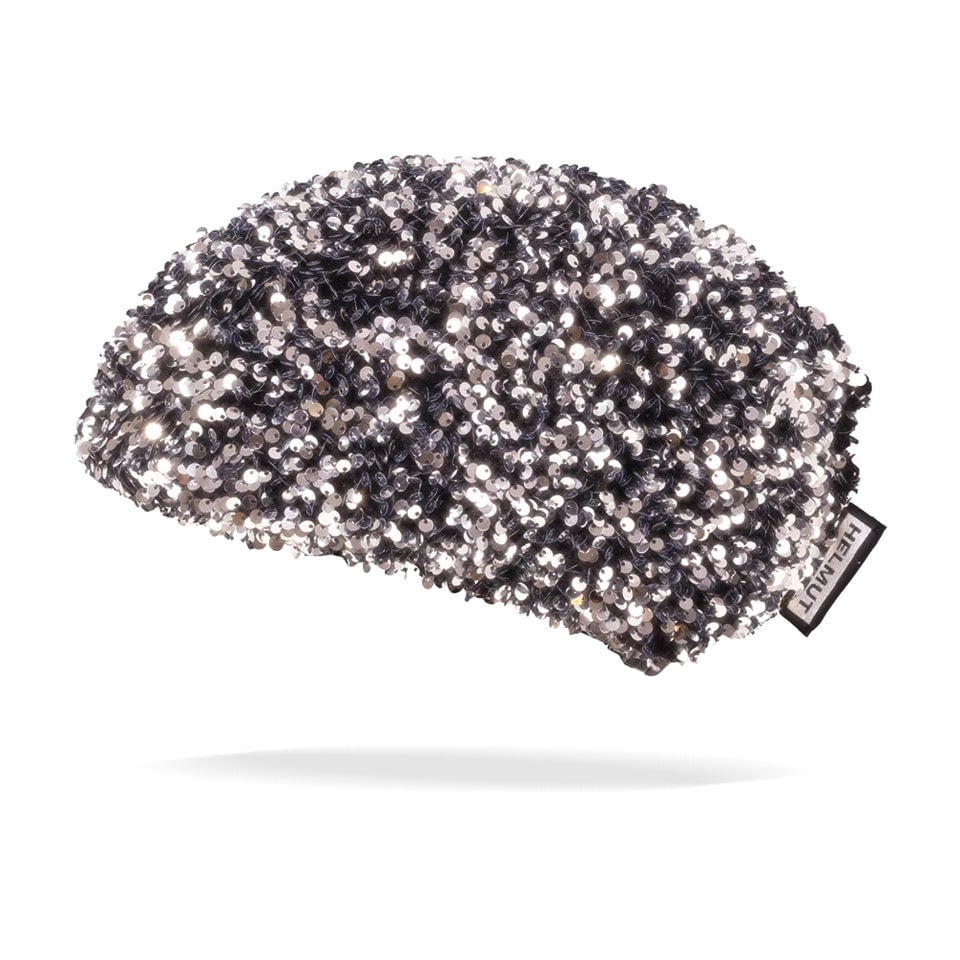 Couvre casque paillettes argent adulte