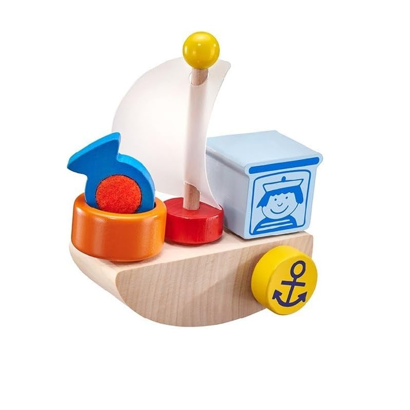 Bateau en bois, velcro 5 pcs