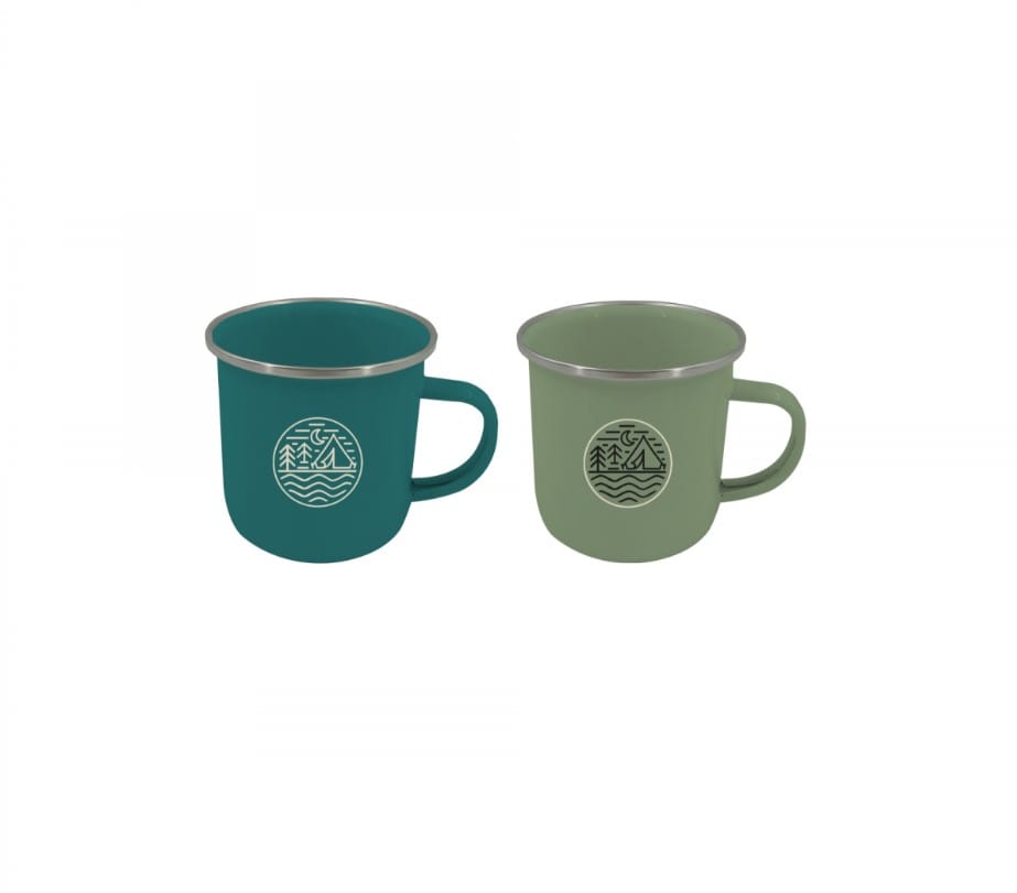 Lot de 2 mugs en émail, glamping