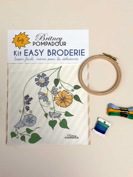 Fleurs bleue, super big kit de broderie