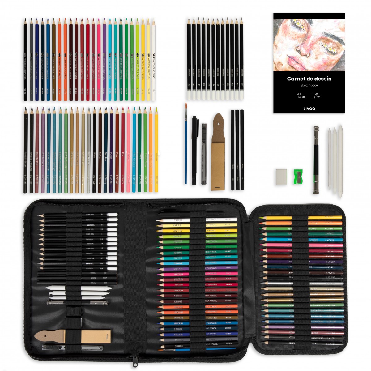 Kit de dessin 74 accessoires