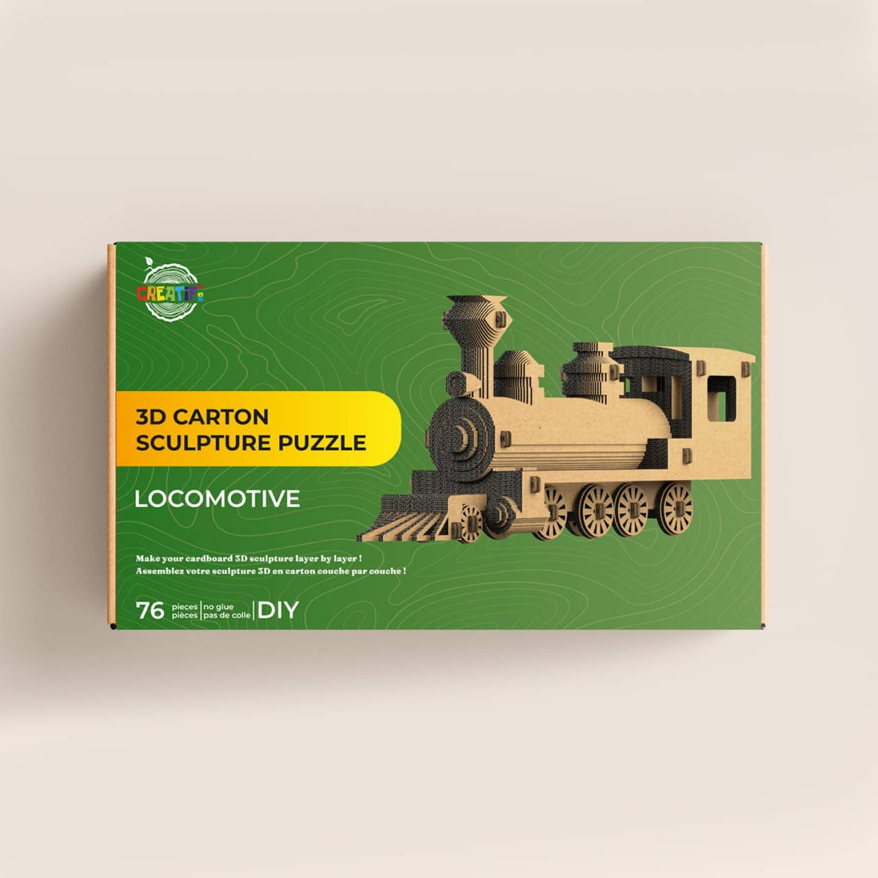 3d sculpture puzzle en carton locomotive