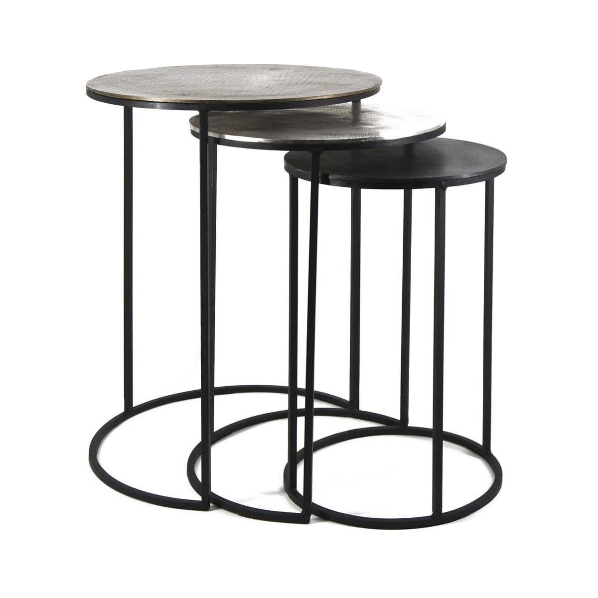 Lot de 3 sellettes aluminum fer noir or