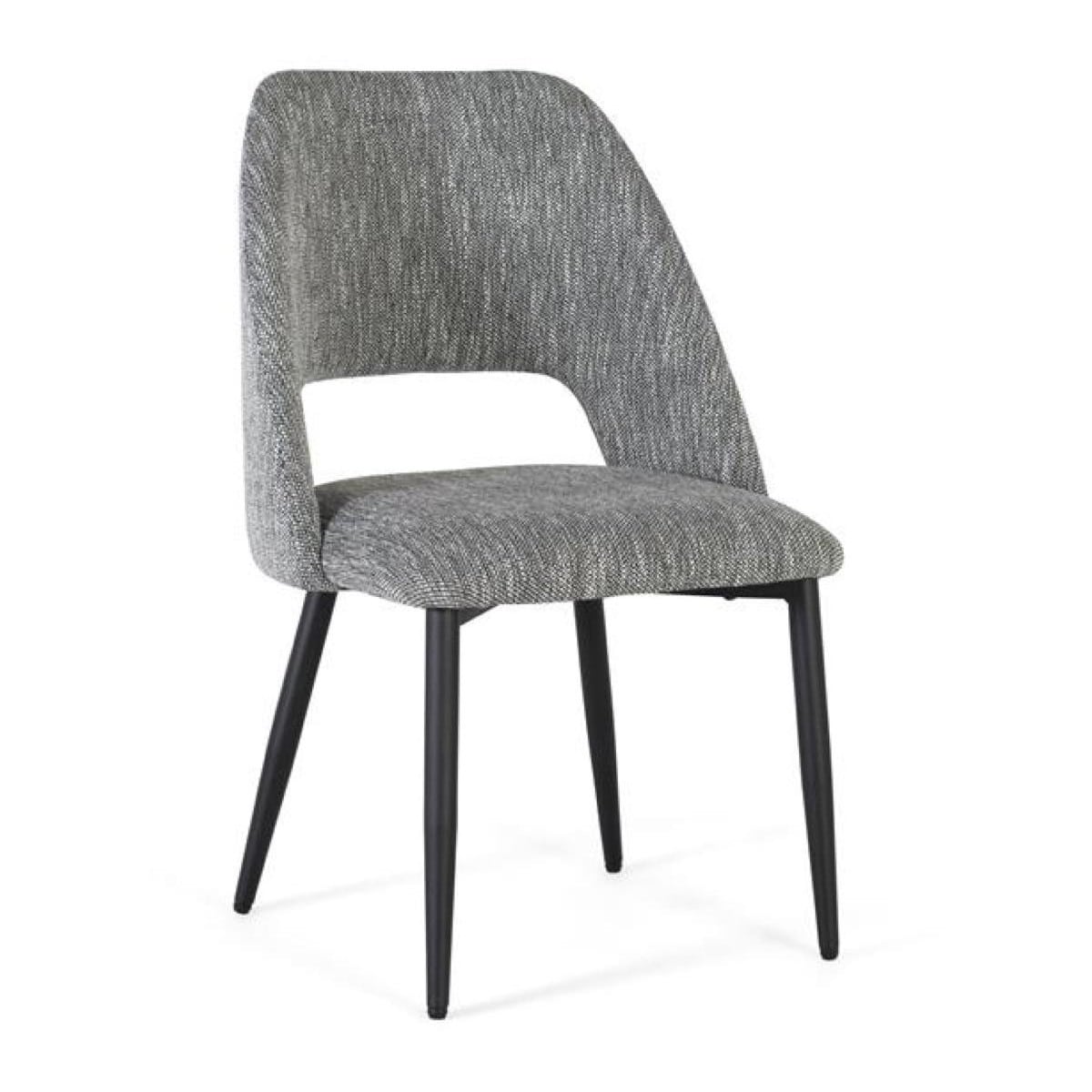 Lot de 2 chaises bois fer tissu gris