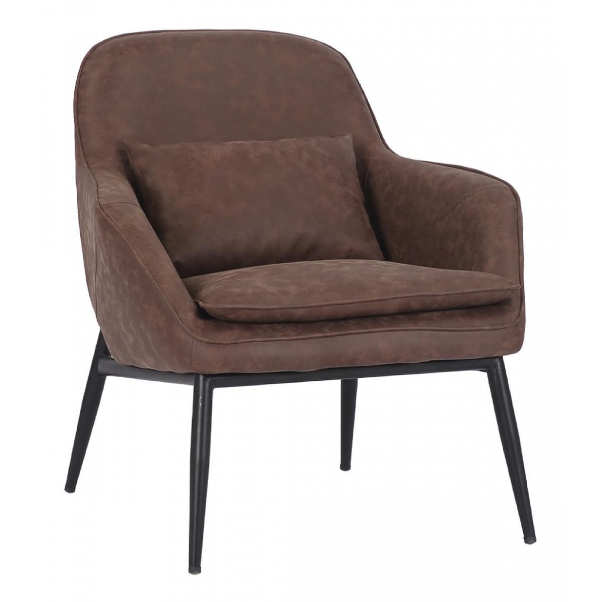 Fauteuil fer peau synthétique marron