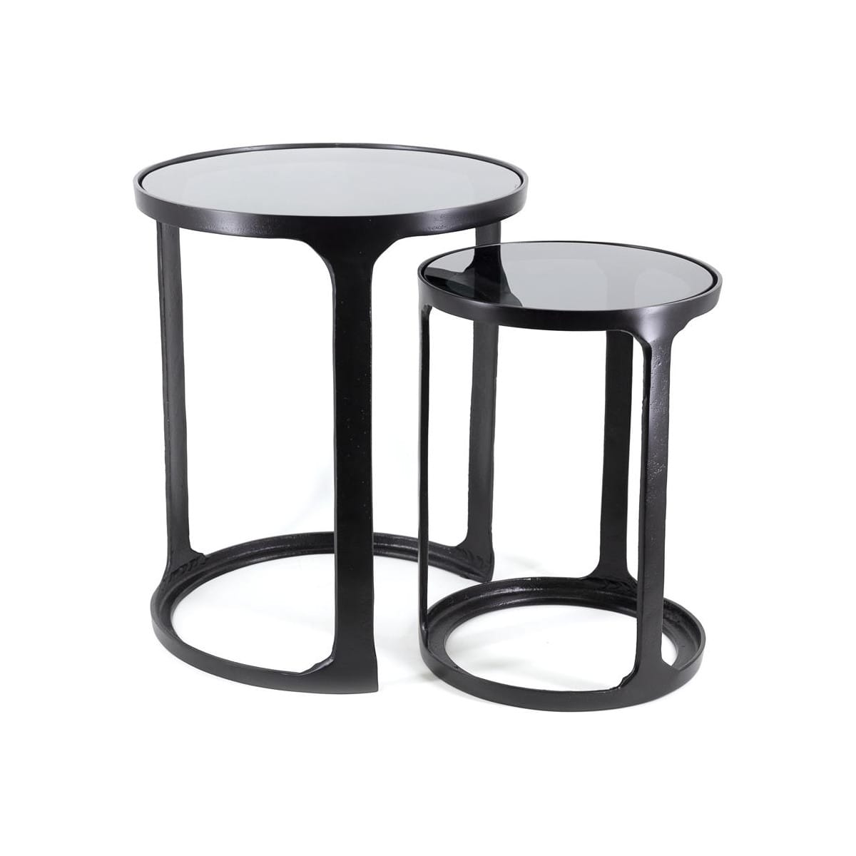 Lot de 2 consoles aluminum verre noir