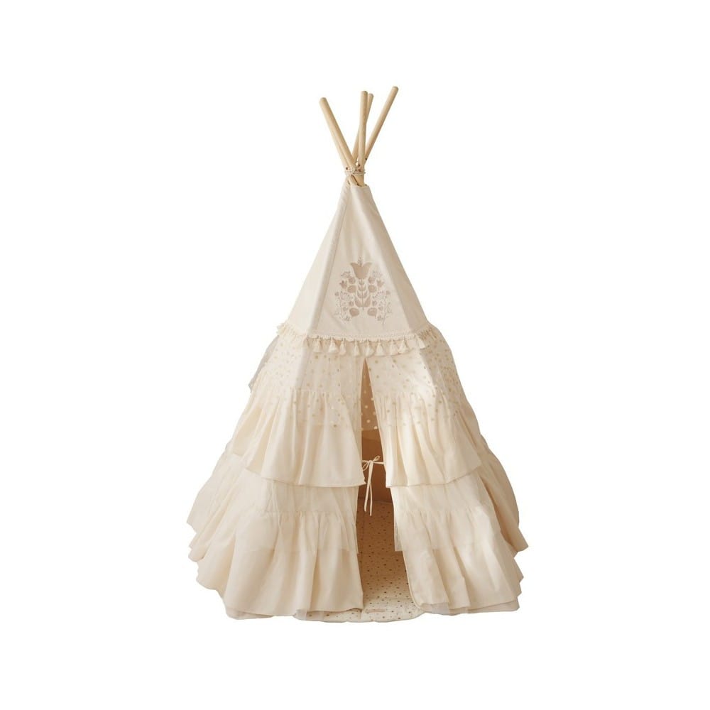 Tente tipi boho à volants - beige