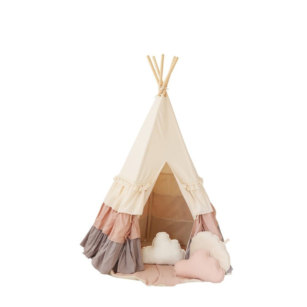 Tente tipi avec franges et tapis powder